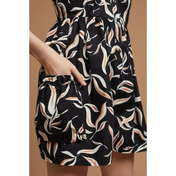New Anthropologie x Hei Hei Palma Leaf Print Romper $118 Size Small Black - Picture 2 of 4